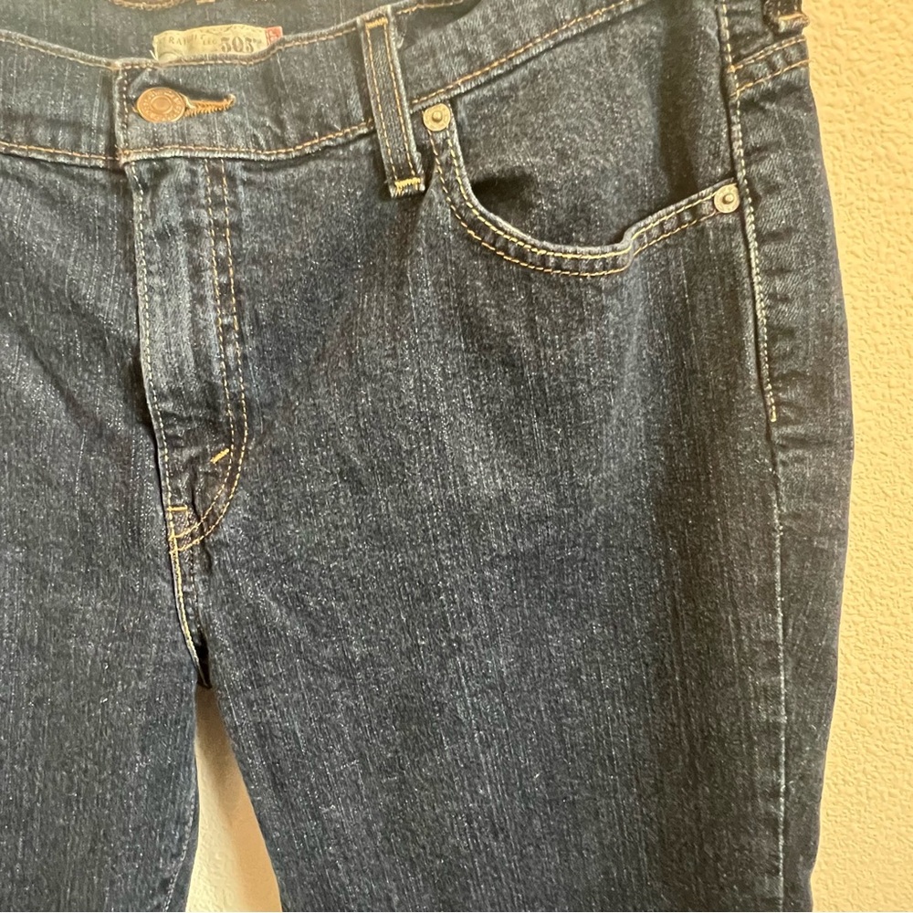 Levi’s 503 women straight leg Dk blue jean zip front, High rise, 5 pocket Sz 16 - Picture 5 of 16